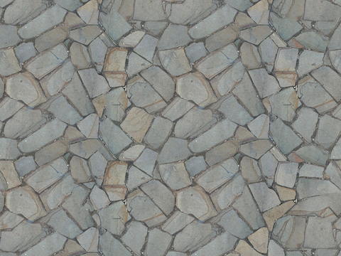  无缝灰色不规则拼花石板地砖人行道路地面广场铺贴 