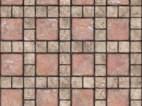  无缝花岗岩石材几何拼花地砖人行道路地面广场砖 