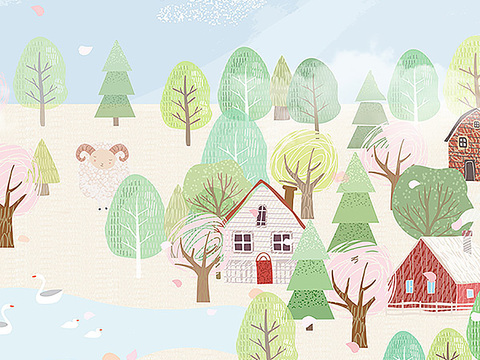  儿童卡通墙布墙纸 