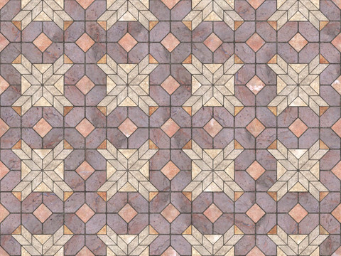  无缝花岗岩石材几何拼花地砖人行道路地面广场砖 