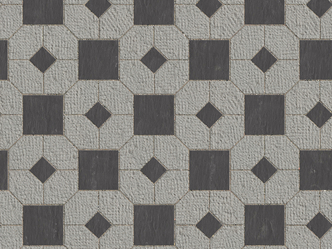  无缝花岗岩石材几何拼花地砖人行道路地面广场铺贴 