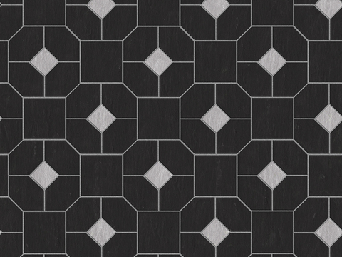  无缝花岗岩石材几何拼花地砖人行道路地面广场铺贴 