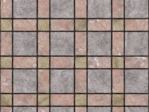  无缝花岗岩石材几何拼花地砖人行道路地面广场砖 