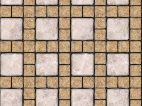  无缝花岗岩石材几何拼花地砖人行道路地面广场砖 