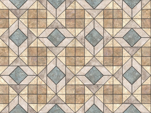  无缝花岗岩石材几何拼花地砖人行道路地面广场砖 