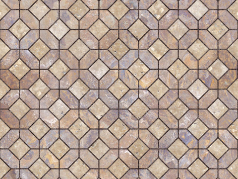  无缝花岗岩石材几何拼花地砖人行道路地面广场砖 