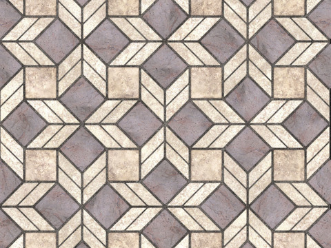  无缝花岗岩石材几何拼花地砖人行道路地面广场砖 