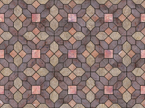  无缝花岗岩石材几何拼花地砖人行道路地面广场砖 