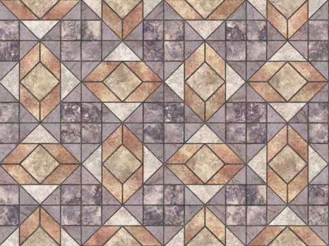  无缝花岗岩石材几何拼花地砖人行道路地面广场砖 