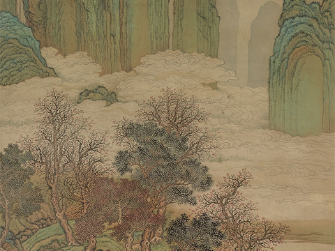  中式國(guó)畫山水畫 