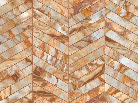  橙色鱼骨拼大理石 