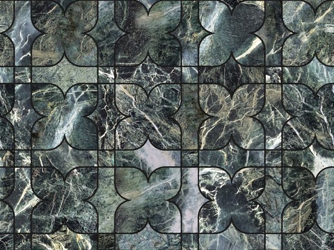  绿色大理石，四叶无缝 