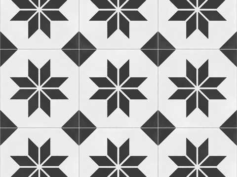  无缝黑白复古花砖石材拼花瓷砖 