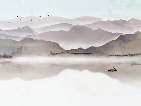  新中式山水意境壁画 