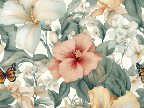  无缝法式中古复古壁纸 