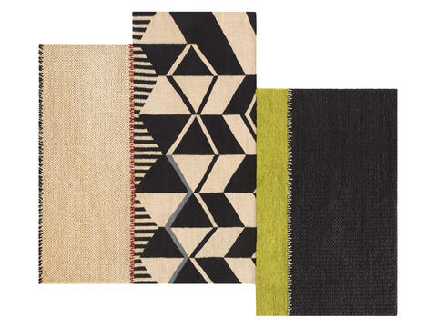  黑米色拼接地毯 