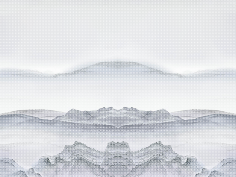  新中式山水画渐变穿孔板 