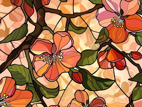  新中式复古花纹玻璃 