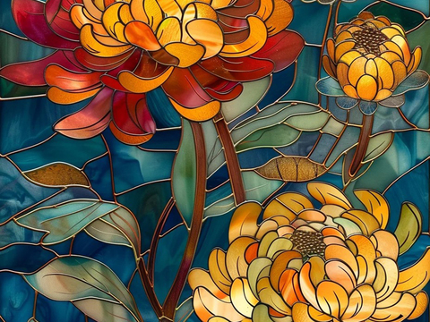  新中式复古花纹玻璃 