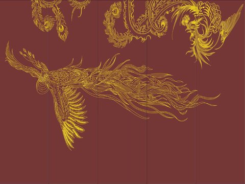  凤凰花鸟动物图案壁纸壁画 