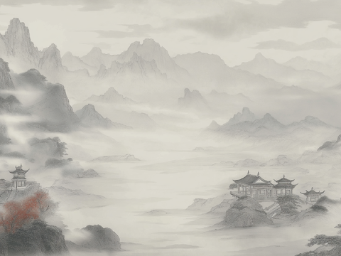  新中式壁画软包装饰画贴图 