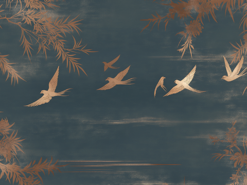  新中式壁画软包装饰画贴图 