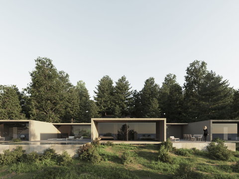  别墅户外景观树林窗口贴图 