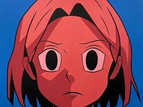  蓝底_动漫人物装饰画贴图 