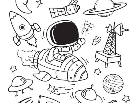  可爱搞怪动物漫画线稿装饰画贴图 