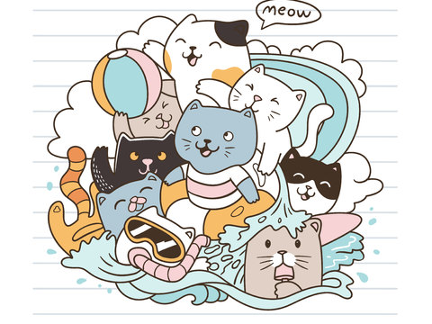  可爱搞怪动物漫画线稿装饰画贴图 