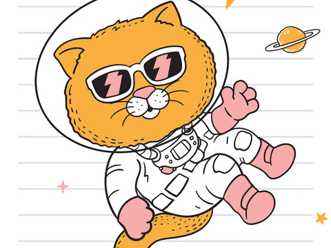  可爱搞怪动物漫画线稿装饰画贴图 