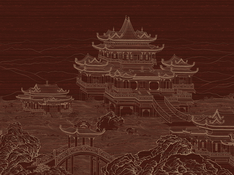  新中式壁纸   新中式装饰画  高清图 