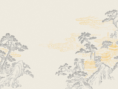  新中式壁纸 新中式装饰画  高清图 