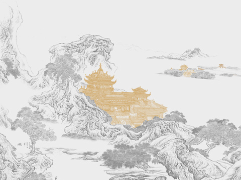  新中式壁纸 新中式装饰画  高清图 