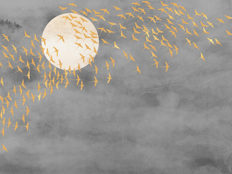  新中式壁纸 新中式装饰画  高清图 