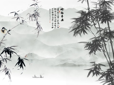  新中式禅意竹壁纸 