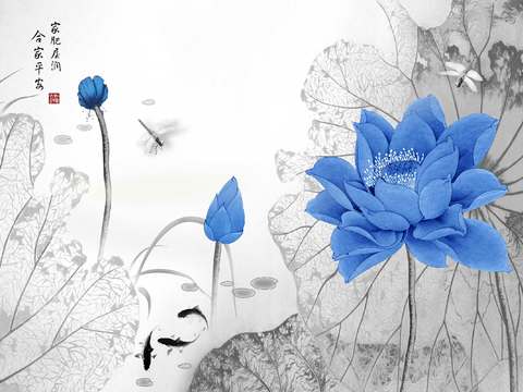  中式壁画 中式装饰画 花鸟鱼虫  挂画 