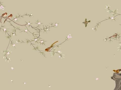  中式壁画 中式装饰画 花鸟鱼虫 挂画 