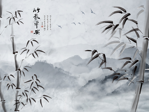  新中式水墨竹意境壁纸 