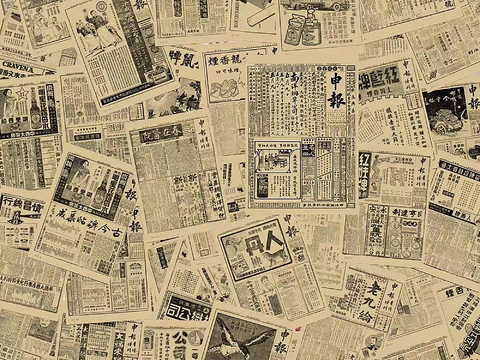  复古老旧报纸墙面 