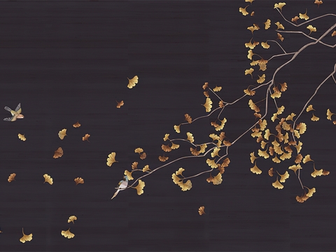  中式背景壁纸壁画硬包贴图 