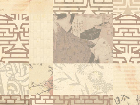  米色人像拼接壁纸 