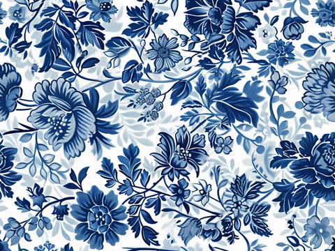  蓝色花纹布艺 