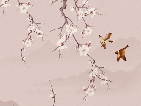  中式壁纸 中式装饰画 花鸟鱼虫 挂画 高清图 