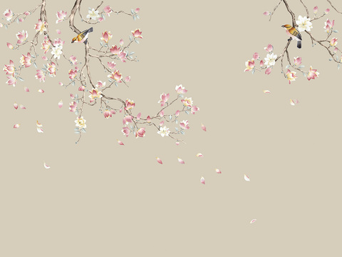  中式壁纸 中式装饰画 花鸟鱼虫 挂画 高清图 