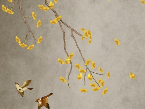  中式壁纸 中式装饰画 花鸟鱼虫 挂画 高清图 