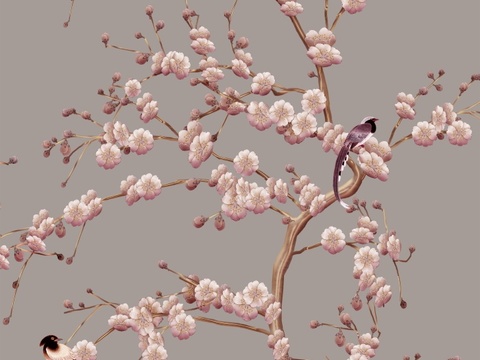  中式壁纸 中式装饰画 花鸟鱼虫 挂画 高清图 