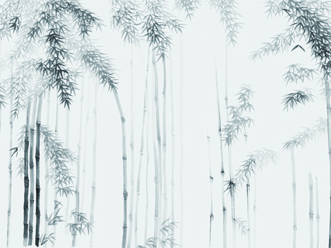  新中式山水壁纸  中式装饰画圆画 挂画 