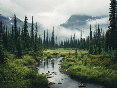  高清外景风景远山森林 