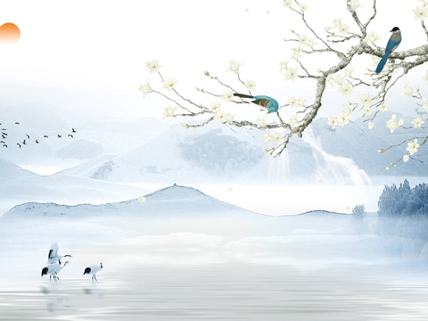  中式意境山水壁纸 